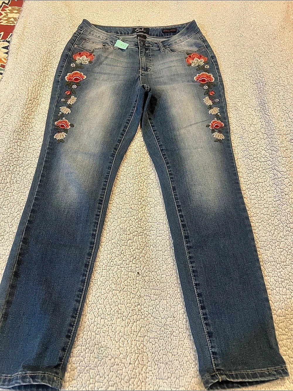 Earl Skinny Ankle Floral Skinny Jeans in Blue Size 8 Like New